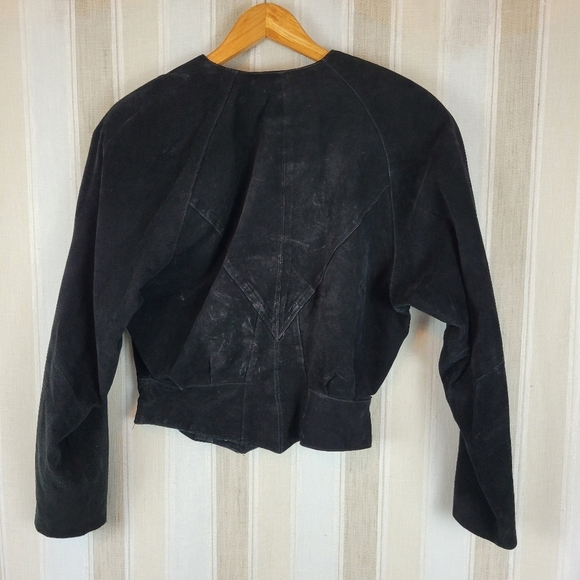 Wilsons Leather Vintage Suede Cropped Jacket Black Size Extra Small - Picture 11 of 11
